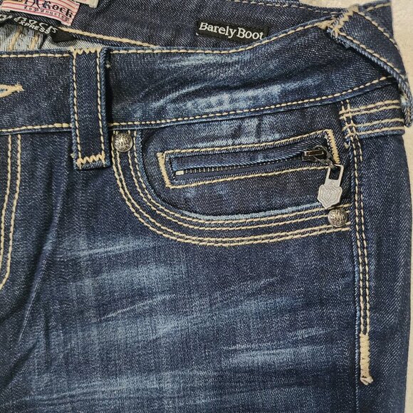 NWOT Women's Rerock EXPRESS Barely Boot Y2K Flare Western Low Rise Jeans Sz 12S - Picture 8 of 13